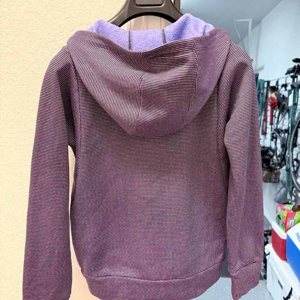 Athleta girl purple striped zip - L